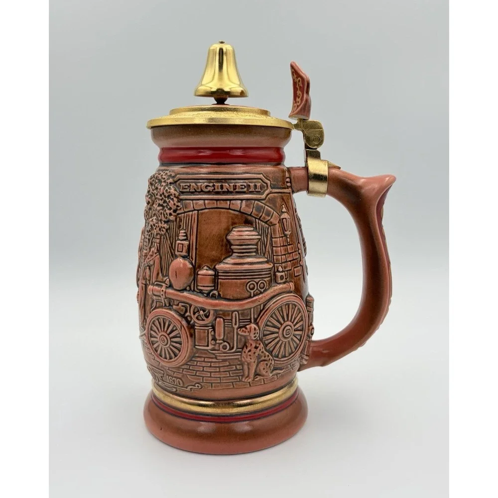 Vintage Avon 1989 Tribute to American Firefighters Collectors Fireman Stein Bell
